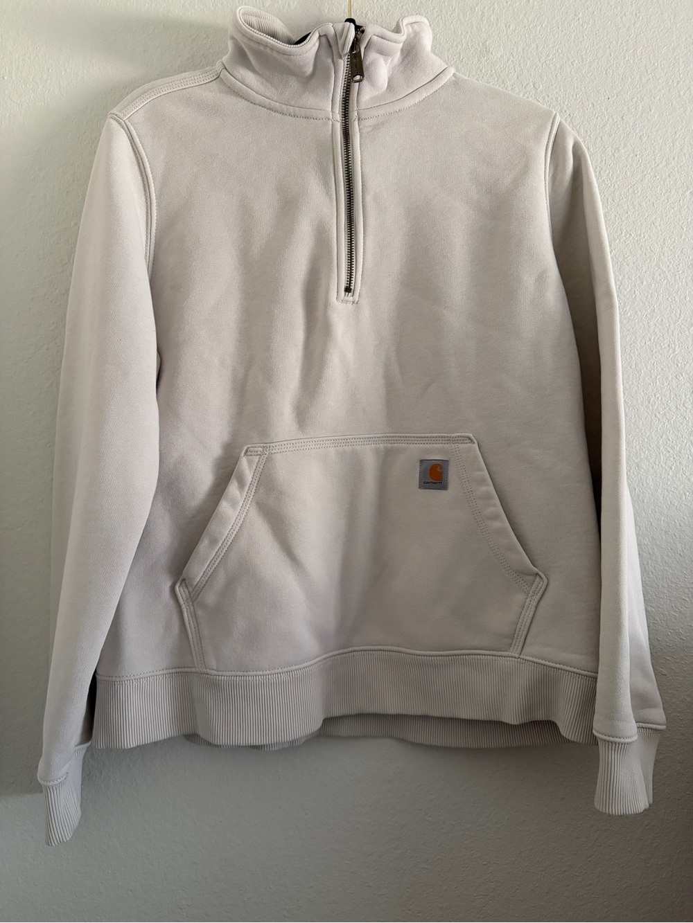 Carhartt Sweatshirt Jacket Boys Large Cream Half Zip
